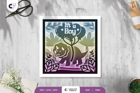 3D SVG Itβs a Boy Baby Shower Dino Shadow Box β A Fresh Design Asset for Creative Branding