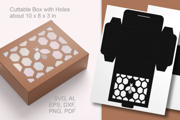 Bee Between Honeycombs Rectangular Box – A 3D SVG Shape for Festive Handmade Packaging