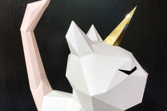 Caticorn Paper Sculpture: A 3D SVG Animal Design for Playful Editorial Visuals