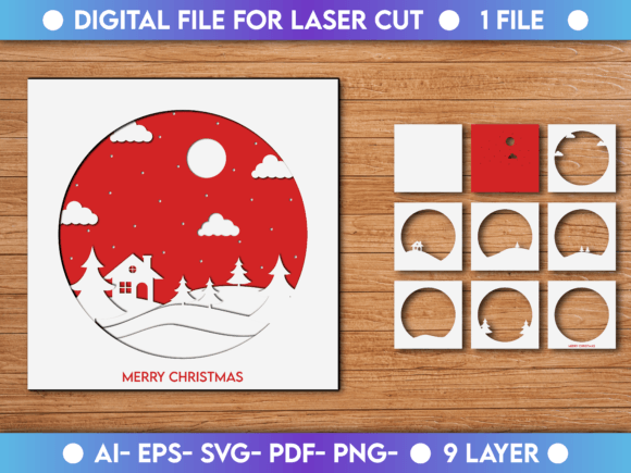 Christmas Background Paper Cut SVG Review for 3D Shadow Box Creators