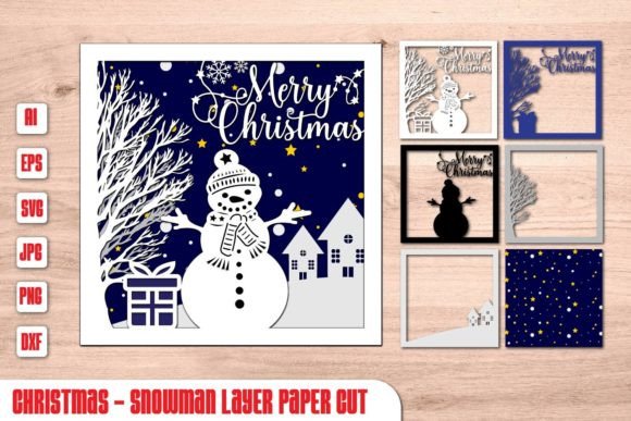 Christmas Snowman 3D SVG: A Festive Layer Paper Cut for Blog Design