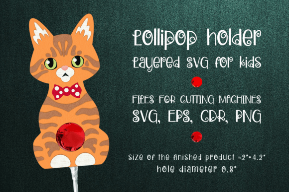 Ginger Tabby Cat Lollipop Holder: A Playful 3D SVG for Festive Branding and Seasonal Packaging