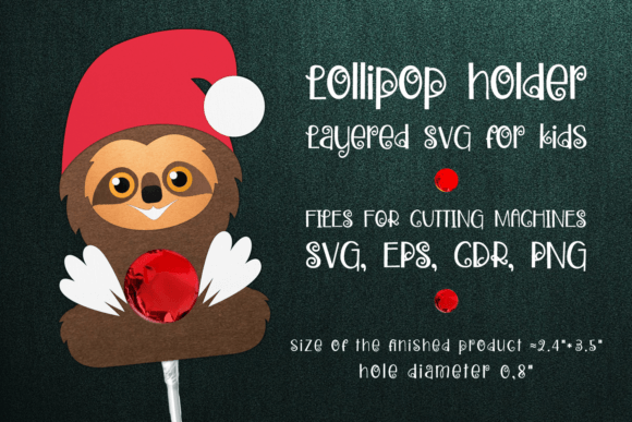 h1Sloth Christmas Lollipop Holder 3D SVG for Festive Digital Products/h1