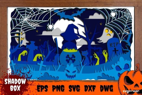 Halloween Shadow Box SVG: 3D Design for Seasonal Branding