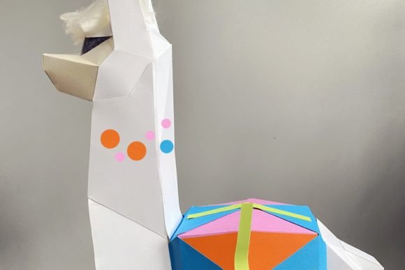 Llama Paper Sculpture: 3D SVG Animal Art for Modern Branding