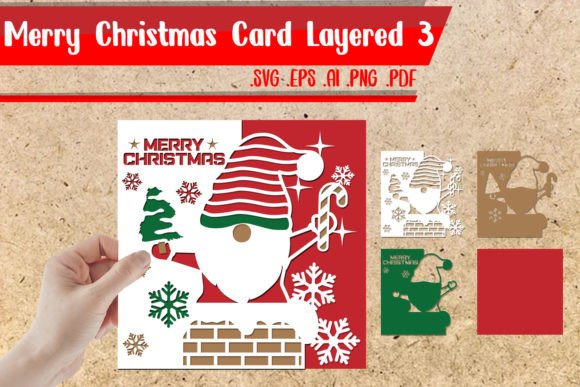 Merry Christmas Card Layered 3D SVG for Real Crafting Magic