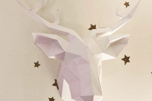 Mystic Deer Head Paper Sculpture – 3D SVG for Creative Animal-Inspired Design