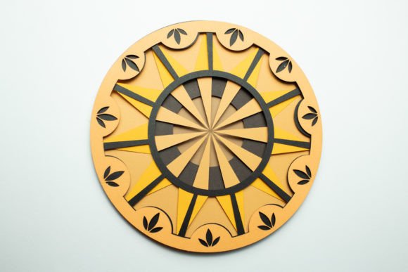 Pennsylvania Dutch Hex Sign β Wheel and Star 3D SVG for Timeless Branding and Clock Design