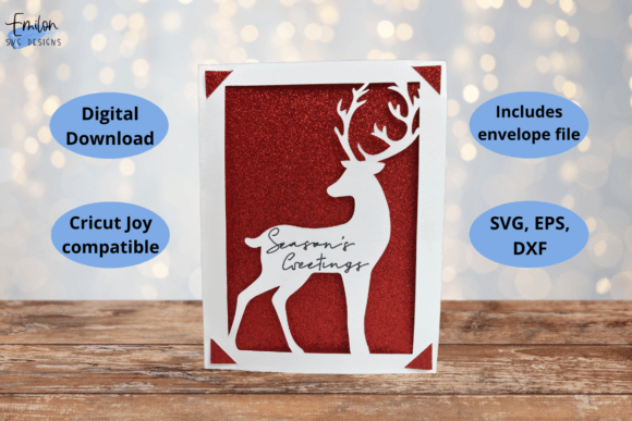 Season's Greetings Reindeer Card 3D SVG for Christmas Crafting