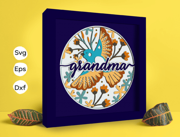 Sparrow Grandma Papercut Light Box: 3D SVG Shadow Box Design for Local Branding
